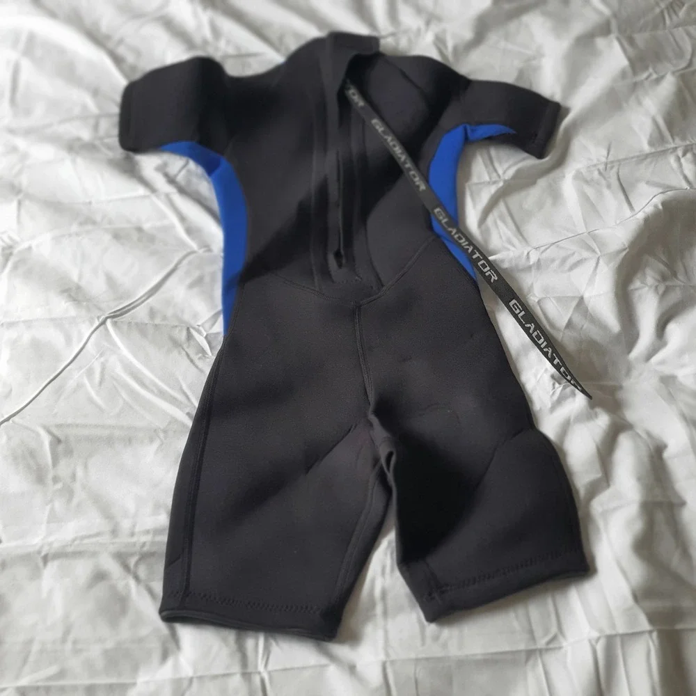 Gladiator Shorty Wetsuit Size 6 Kids‎ Youth Black Blue Neoprene Springsuit